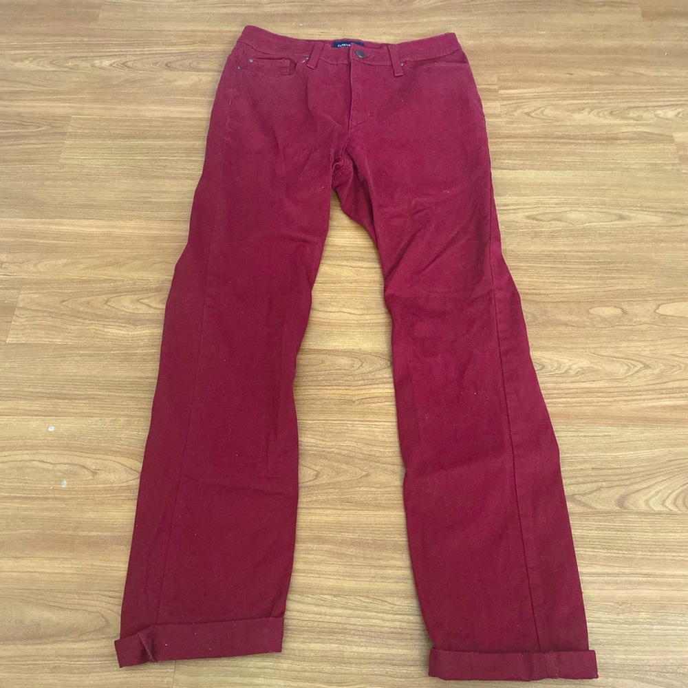 Red mom jeans